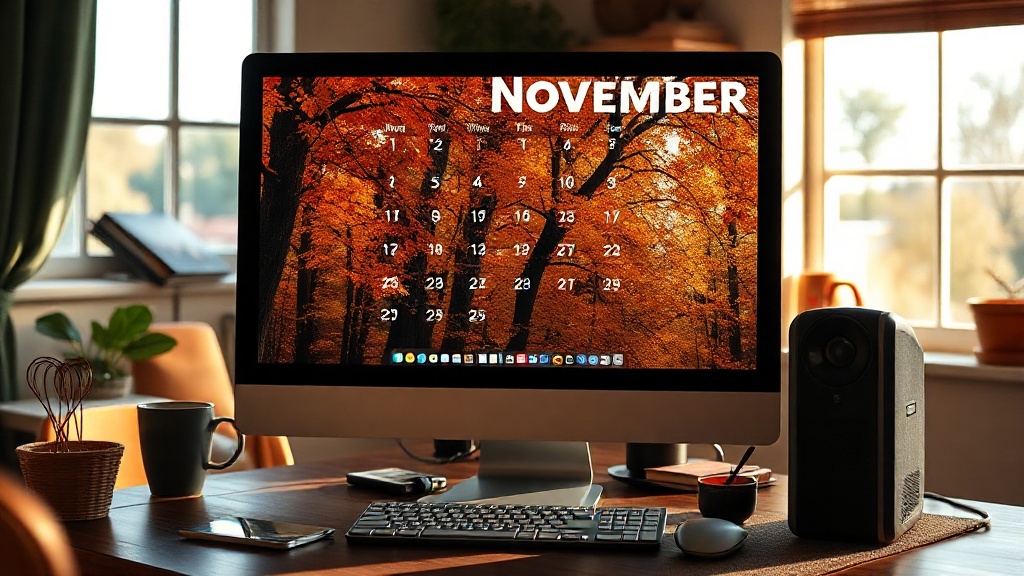 Monitor mostrando calendario de noviembre