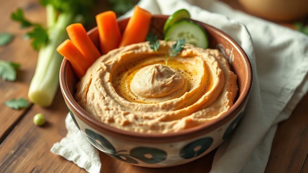 Hummus con bastones de verduras